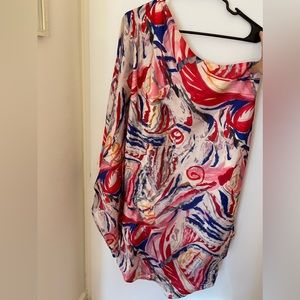 BCBG One Shoulder Abstract Dress